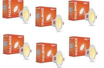 Halonix Kornet 5.5-Watt Junction Box Warm White Led Ceiling Light| Cut Out- 3 inch|BIS Certified| Ceiling Light for Hall,Room,Office | Led Downlighter (Pack of 6)