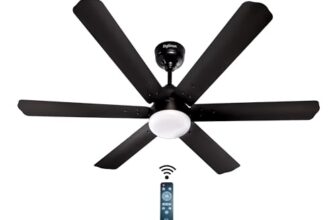 DIGISMART Autum Hexa 1200mm BLDC Ceiling Fan with LED Light & Remote | 28W BEE 5 Star Energy Saving Fan | High Air Delivery 6 Blade Ceiling Fan | Silent Operation | Timer Function | Smoke Brown