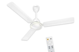 Havells 1200mm Ambrose DX BLDC Motor Ceiling Fan for Home | Remote Controlled, High Air Delivery Fan | 5 Star Rated, Upto 60% Energy Saving| Power: 350 RPM| 2 Year Warranty | (Pack of 1, White)