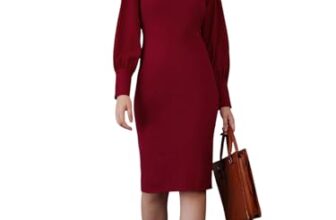 Sassafras worklyf Women’s Red Puff Sleeves Bodycon Midi Dress-S