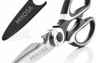 MIXOSAMulti Purpose Made In Japan Kitchen Scissors, food scissors,Premium Stainless Steel Solid Kitchen Shears for Meat, Seafood, Chicken, Vegetables, Herbs, BBQ, Bottle Opener (Black)
