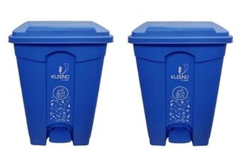 Cello Strong Plastic Step-On Pedal Garbage Dustbin 60 Ltr (Blue/Blue) Combo