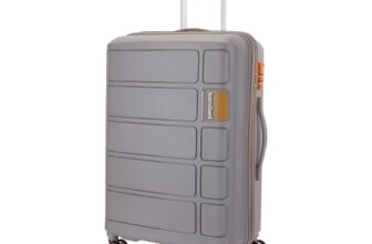 Kamiliant American Tourister Medium Harrier Zing 68 Cms Check-in (PP) Hard Sided 8 Wheels Spinner Luggage/Suitcase/Trolley Bag (Light Grey) (Double Wheel), Medium