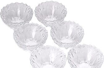 Somil Beautiful Clear Glass Bowl, Ideal for ServingVegetable, Soup, Snacks, Lunch, Dinner 200 Ml, 11.5 X 11.5 X 5.5 Cm