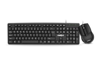 FRONTECH Wired Keyboard and Mouse Combo | Membrane Keys with Retractable Stands | USB Plug & Play | Ergonomic & Comfortable Design | 1 Year Warranty (1692, Black)