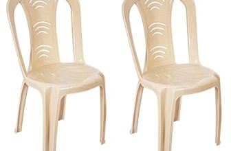 Cello Arc Chair Set of 2, Marble Beige | Unbreakable, Durable & Strong | Blended PP Material, Easy to Clean | Plastic Chair for Living Room, Office & Outdoor | 3 Years Warranty – Manufacturing Defects