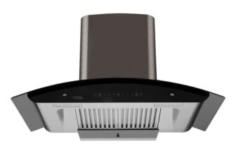 Hindware Smart Appliances | Revio Plus Auto Clean 90 cm 1400 m³/hr Chimney | Touch Control | Motion Sensor | | Energy Efficient LED Light | Powerful Suction | Wall Mounted Black (Curved Chimney)