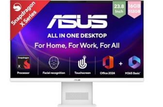 ASUS AiO VM441 (2026),Snapdragon X,Qualcomm Adreno iGPU,16GB RAM,512GB SSD,FHD,Touch screen,23.8″(60.45 cm),Windows 11,M365 Basic(1Y),Office 2024,White,5.47 kg,VM441QA-TWAP001WS,All in One Copilot+ PC
