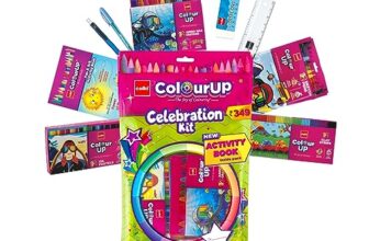 Cello Plastic Colourup Celebration Kit | Colour Set For Kids With Crayons, Sketch Pens, Coloured Pens & Activity Book | Gift For Kids’ Birthdays & New Year Gift