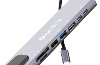 Amkette 8-in-1 Type C Hub/Docking Station with HDMI 60Hz,Data Transfer Multiport Adapter, 100W Power Delivery 4K HDMI,USB 3.0,100MBPS Ethernet,SD/TF Card Reader,for All Type C Devices-MacBook,Laptop