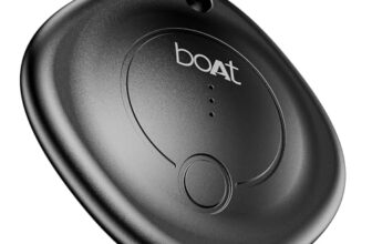 Boat Tag Bluetooth Item Finder for iOS | Apple Find My Network & Android Google Find Hub, Finder for Keys, Luggage, Bikes etc, in-Built Alarm, 1 Year Battery + Free Battery Replacement (Carbon Black)