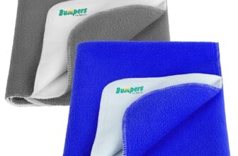 Bumpers The Baby Co. Anti-Piling Premium Quick Dry & Absorbent Sheet Polycotton Baby Bed Protecting Waterproof Mat(Grey+Royal Blue, Small, Pack of 2)