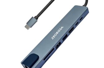 ZEORGIA USB-C Docking Station with 4K HDMI, 100W PD, VGA, USB 3.0/3.2, SD/TF, Ethernet, Audio & Wireless Charger | USB-C Hub for Mac, Windows, iPad Pro (ZEO_8 in 1)