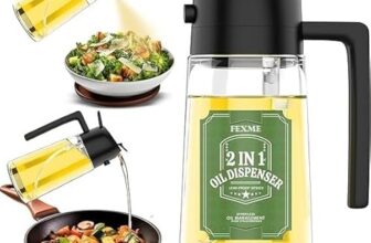 FEXME Oil Dispenser for Kitchen 2-in-1 Oil Sprayer Bottle for Cooking 500ml with Spray & Pour | Premium Glass Bottle for Air Fryer, BBQ & Salad | Multicolour