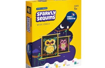Fevicreate Sequin Art Owl Craft Kit | Sequin Art Fridge Magnets on Owl Templates with Multi-coloured Sequins, Magnets & more | Boost child’s creativity | By Fevicol | Return Gift for Kids Age 5+ years