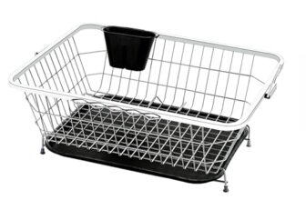 Sulfar Stainless Steel Dish Drainer Stainless-Steel Dish Drying Rack with Drainer Sink Counter Top Dish Drainer Basket Plate Rack (17X22 inch)