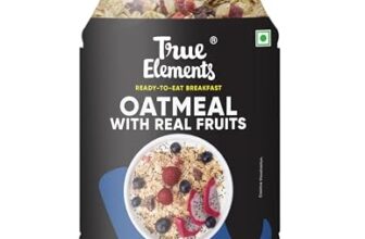 True Elements Whole Oatmeal 1kg – Overnight Oats | Breakfast Food | Healthy Diet | Oatmeal for Breakfast | Oats with Chia Seeds, Dry Fruits and Nuts | 9.8g Protein