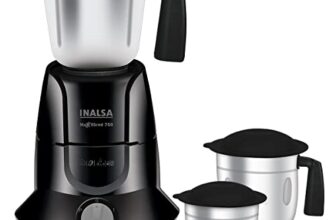 INALSA Mixer Grinder 750Watt- MaxxBlend 750 with 3 Stainless Steel Jars (For Dry Grinding, Wet Grinding, Chutneys, (Black/Grey)