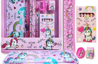 Party Propz Unicorn Stationery Set for Girls – 12 Pcs Pink Stationery Set for Girls | Cute Stationary for Girls | Unicorn Stationary Kit for Kids Return Gift for Girls | Stationary Set Return Gifts