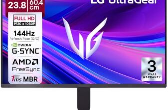 LG 24G411A 60.4 cm(24 Inch) Ultragear FHD(1920 x 1080) IPS Gaming Monitor, 1ms MBR, 144Hz (O/C), HDR10, NVIDIA G-Sync Compatible, AMD FreeSync, HDR10, HDMI, DP, HP Out, Anti-Glare, Slim Stand, Black