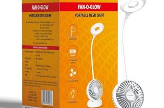 Halonix Polycarbonate Fan-O-Glow Portable Led Desk Light | Study Lamp with Fan | 3 Light Modes | 3 Speed Fan Modes | Rechargeable Study Lamp | Emergency Light |, White