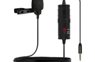 amazon basics Metal Condenser Microphone with 6m Cable | Compatible with Smartphones, Cameras, PCs, and Laptops | Built-in Noise Reduction (Black)
