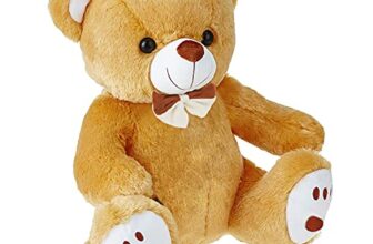 Nyaara Plush Cute Sitting Teddy Bear Soft Toys with Ribbon Bow and Foot Print (Brown)
