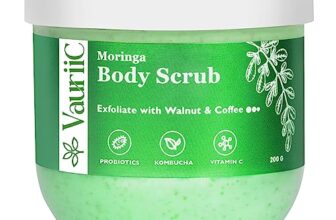 VauriiC De Tan Moringa Exfoliating Body Scrub 200 gms for Glowing, Soft, Smooth Skin | Remove Tan, Blackhead, Dirt & Dead Skin with Coffee, Walnut, Vitamin C, Probiotics & Niacinamide | Paraben & Sulphate Free |100% Vegan, Bathing Scrub | Men & Women | All Skin Type
