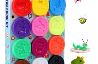 Play Nation Premium Dough Clay Set for Kids, Vibrant Colors, Creative Designs, Plastic Moulds, Art & Craft Activity, Birthday Gift Toys for Boys & Girls, 3+ Years (12 in 1 (300g))