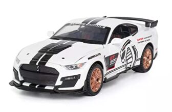 Minniq STORE Mustang Cobra GT-500 1:32 Model Car with Box, Zinc Alloy Pull Back Toy car with Sound and Light for Kids Boy Girl Gift [Colors as Per Stock] (Mustang Cobra GT-500 1:32)