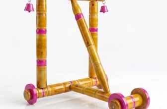 YOUVERSE Traditional Wooden Baby Walker for 9-18 Months | Nadavandi Push Walker for Kids | Handmade Push Walker | Baby Push Wagon & Activity for First Steps | Sturdy & Safe for Baby (Gold)