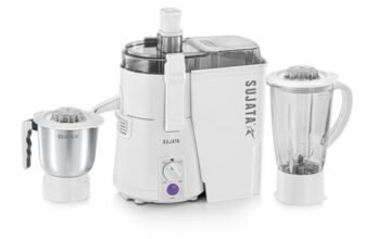 Sujata Powermatic Plus Juicer Mixer Grinder|900 Watts Double Ball Bearing Motor|22000 RPM|Non-Stop 90 Mins Running|2 Jars including 1750ml Blender, 1000ml Grinder Jar| (White)