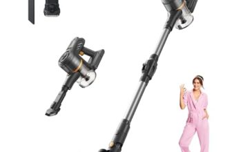 DREAME Mova J20 Cordless Stick Vacuum Cleaner, 17K Pa Powerful Suction, 6×2200 mAh Battery, 50 Minutes Running Time, Folding Tube for Corner Cleaning, 0.5 Litre