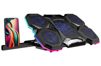 ZEBRONICS NC8000 Laptop Cooling Pad, Upto 17 inch, 5 Fans, 5 Level Adjustable, Speed Control, 10 RGB Modes, USB Port, Mobile Holder