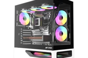 Ant Esports Crystal Spectra Computer Case/Gaming Cabinet – Black & White | Pre-Installed 5 ARGB Infinity Mirror PWM Fans