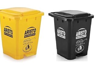 Aristo Plastic Pedal Garbage Waste Dustbin 45 LTR (Yellow + Black ) Combo