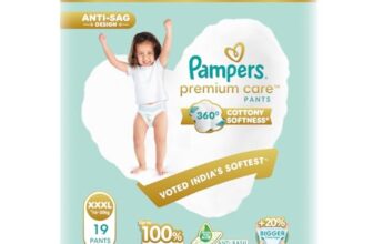 Pampers Premium Care Pant Style Baby Diapers | XXX-Large (XXXL size) | 19 Count | Voted India’s Softest | All-in-1 with 360 Cottony Softness Diapers | 16-30 kg