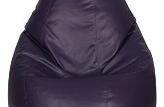 Sattva Classic XXXL Bean Bag with Pocket Filled with Beans | Faux Leather Teardrop Bean Bag for Adults & Teens | Pre-Filled Comfortable Seating for Bedroom, Living Room, Office, Home – Purple