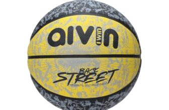 Aivin Back Street Basketball, Rubberized Moulded Basketball Game, for Match, Training, Outdoor Ball, Durable for Practice, Suitable for All Surface, 8 Panel, Material-Rubber (Yellow/Black) Size 7