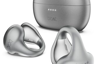 Boat Airdopes Loop OWS Earbuds w/Clip-On Fit, Air Conduction Tech, 50HRS Battery, 4Mics ENx, Dual EQ Modes, 12mm Drivers, 40ms Latency, ASAP Charge, OWS Ear Buds in Ear Bluetooth Earphones(Cool Grey)