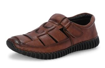 Massari Tan Fishermen Faux Leather Sandals for Men