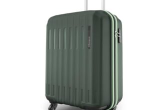 Safari Genius Alley 55cm Cabin Trolley Bag Hard Case Polypropylene, 4 Spinner Wheels, 360° Wheeling Carry on Luggage, Travel Bag, Suitcase, Trolley Bags, Green