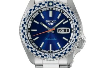 Seiko Stainless Steel Men 5 Sports Petrol Blue Dial ‘Checker Flag’ Analogue Special Edition-Srpk65K1, Bandcolor-Silver