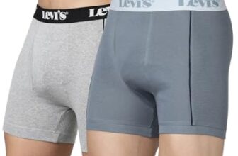 Levi’s 007A Men’s Pure Cotton Solid Boxer Brief – Mid Rise, Outer Elastic Waistband (Pack of 2)