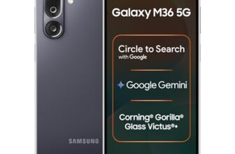 Samsung Galaxy M36 5G Mobile (Velvet Black, 8GB RAM, 128GB Storage) | Google Gemini| Gorilla Glass Victus+ | 7.7mm | AI Enhanced 50MP OIS Triple Camera| Nightography| Lag-free Gaming | Without Charger