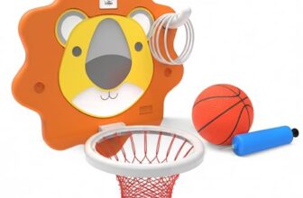 Lifelong Cuppy Lion Kids Basketball Hoop & Ring Toss Game Set for 2–5 Years | Wall Mounted Foldable Lion Board with Ball, Pump & Rings| Indoor Outdoor Sports Toy for Boys & Girls (LLCBS01)