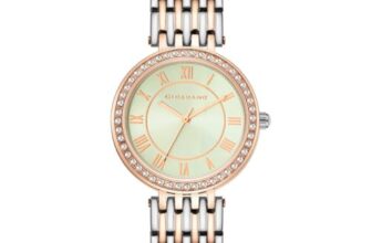 Giordano Eleganza Collection Watch for Women with Stainless Steel Strap and Crystal Embellished Bezel, Roman Numerals