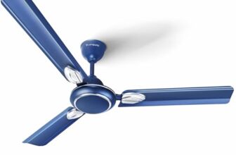 LONGWAY Kiger P1 1200 mm/48 inch Ultra High Speed 3 Blade Anti-Dust Decorative Star Rated Ceiling Fan 2 Years Warranty (Silver Blue, Pack of 1)