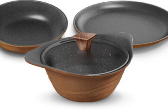 Preethi Artistic Die Cast Non Stick Set 27cm Tawa,24cm Fry Pan,Kadai 24cm With Glass Lid Non-Stick Coated Cookware Set(Aluminium, 3 – Piece)