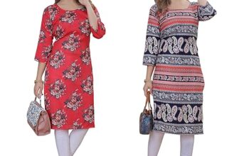 PRAZVIKA Women’s Multicolor Exclusive Casual Crepe Kurta||Pack of 2 Kurta||Kurta for Women